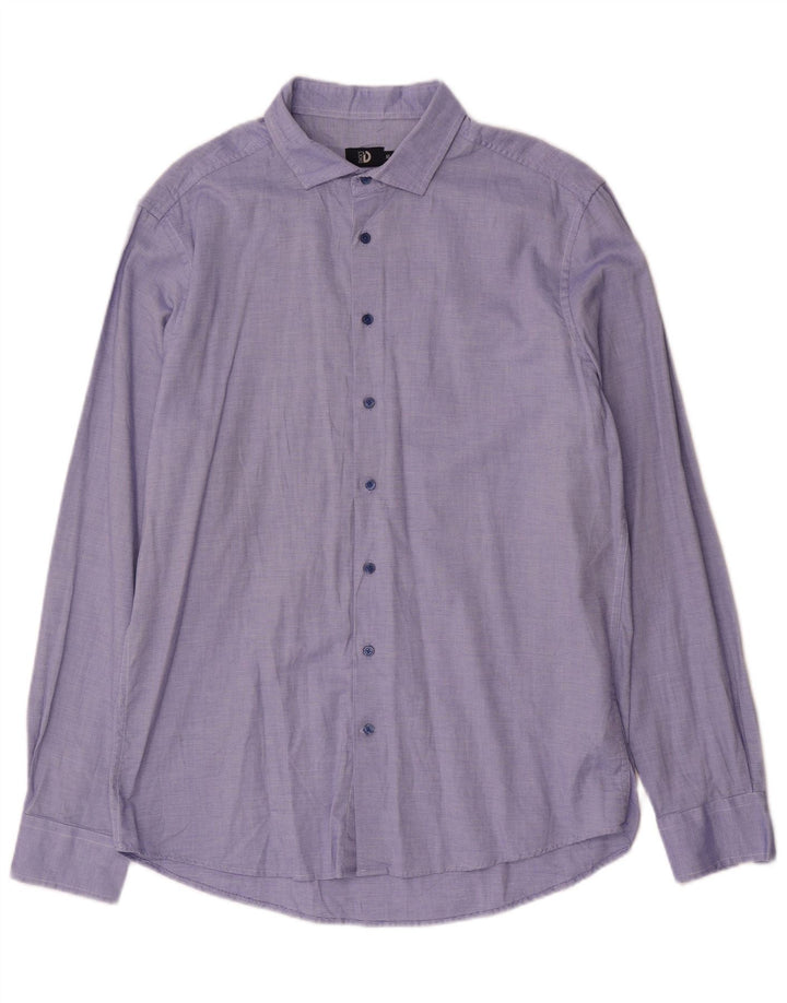 Camisa masculina Slim Fit da Dack XL algodão manchado azul