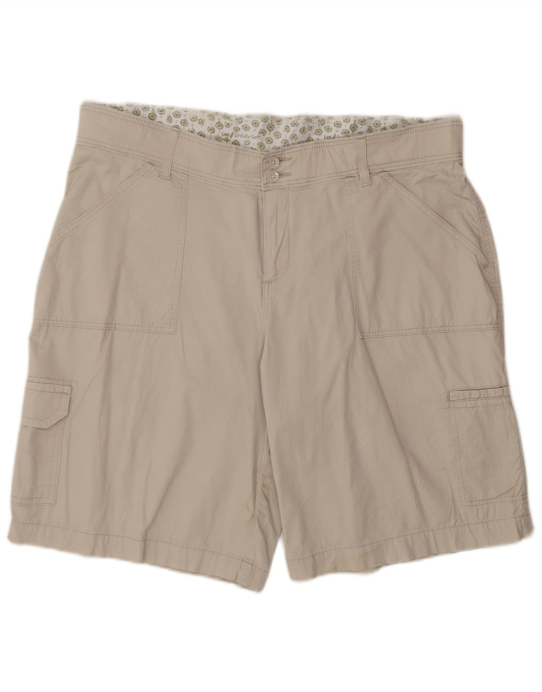 Shorts cargo feminino Lee US 16 2XL W36 algodão bege