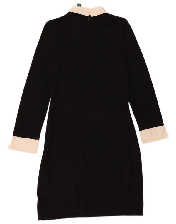 Vestido polo feminino de manga comprida Ralph Lauren Reino Unido 12 médio preto colorblock