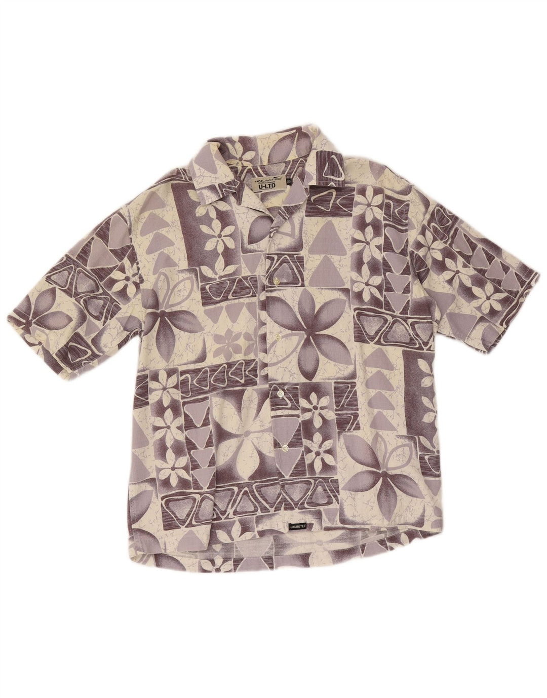 Camisa masculina ilimitada de manga curta média roxa floral