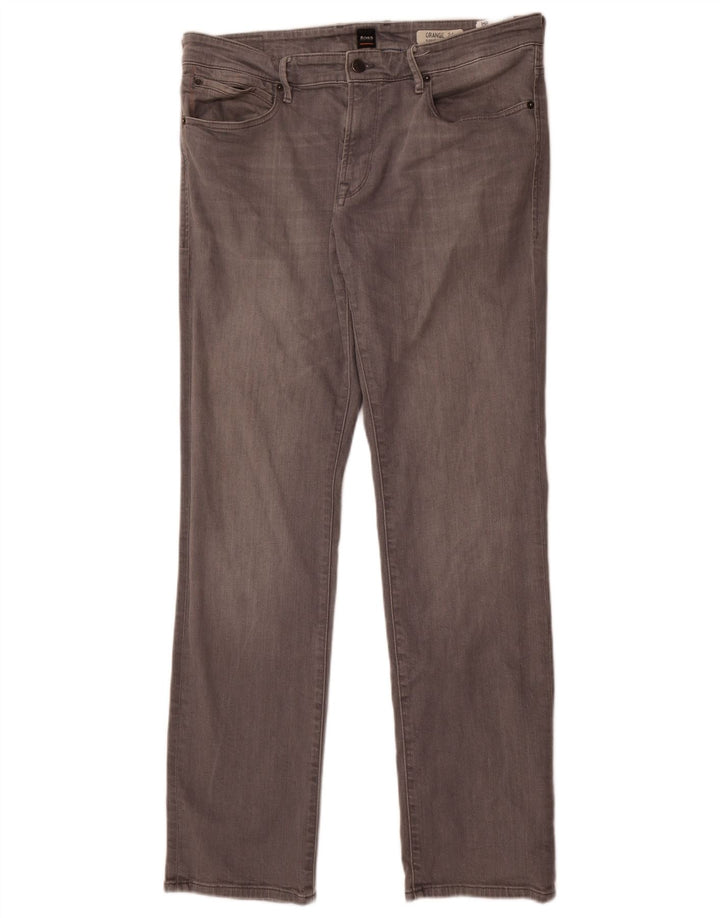 Hugo Boss Masculino Regular Fit Jeans Reto W36 L34 Algodão Cinza