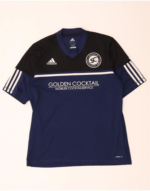 Camiseta masculina Adidas Climalite Graphic Top grande bloco colorido azul marinho