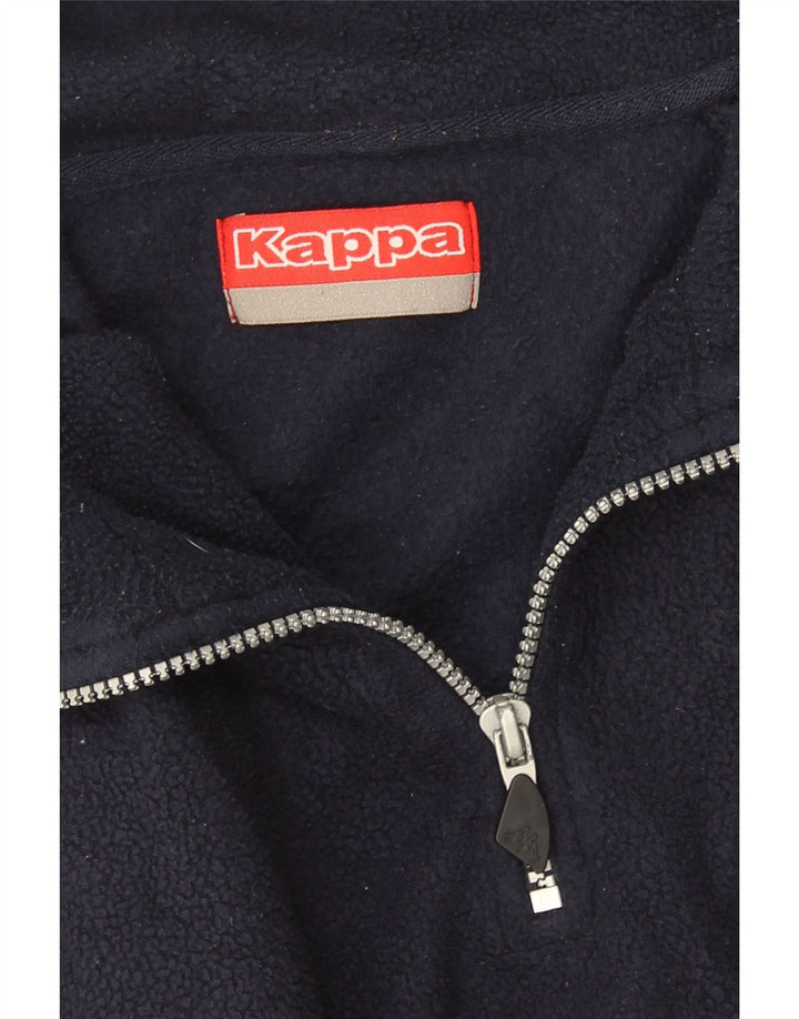 KAPPA Suéter masculino de lã com zíper e gola média azul marinho