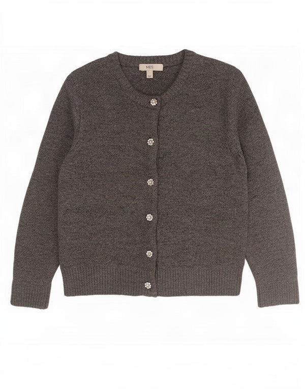 Suéter cardigã feminino grande da Marks & Spencer Reino Unido 10 pequeno cinza acrílico