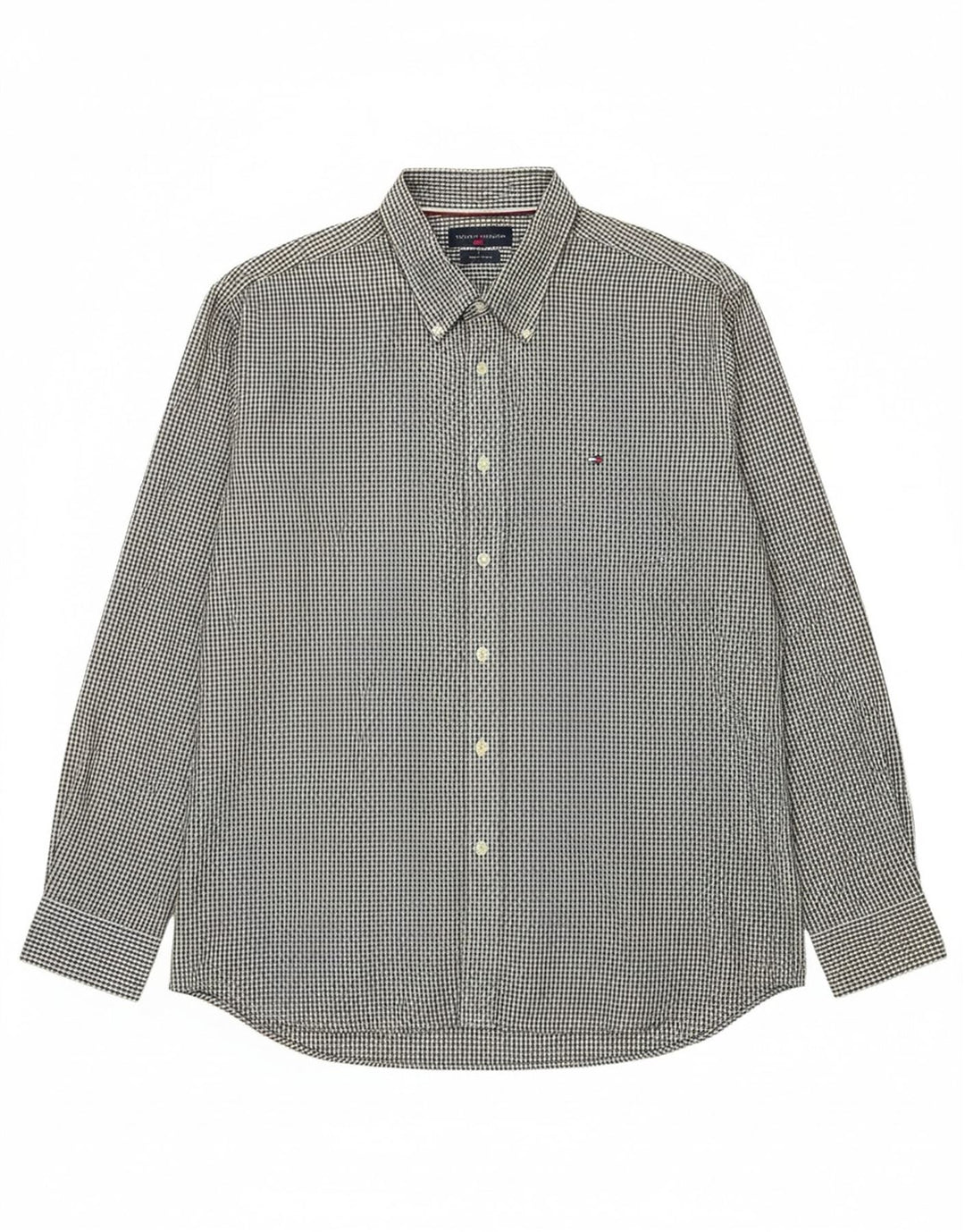 Camisa masculina TOMMY HILFIGER Custom Fit XL verde algodão guingão