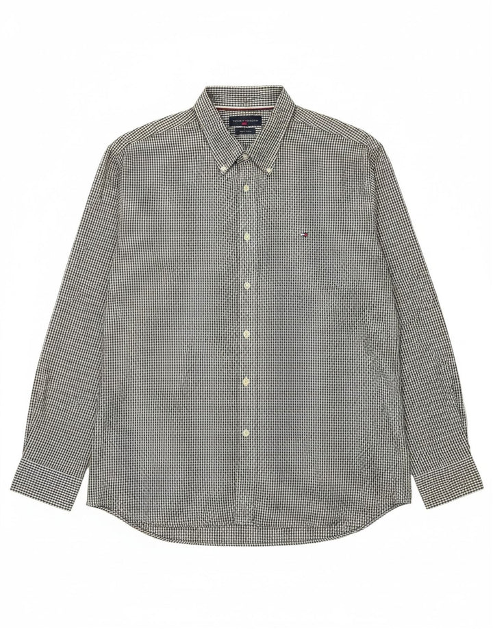 Camisa masculina TOMMY HILFIGER Custom Fit XL verde algodão guingão