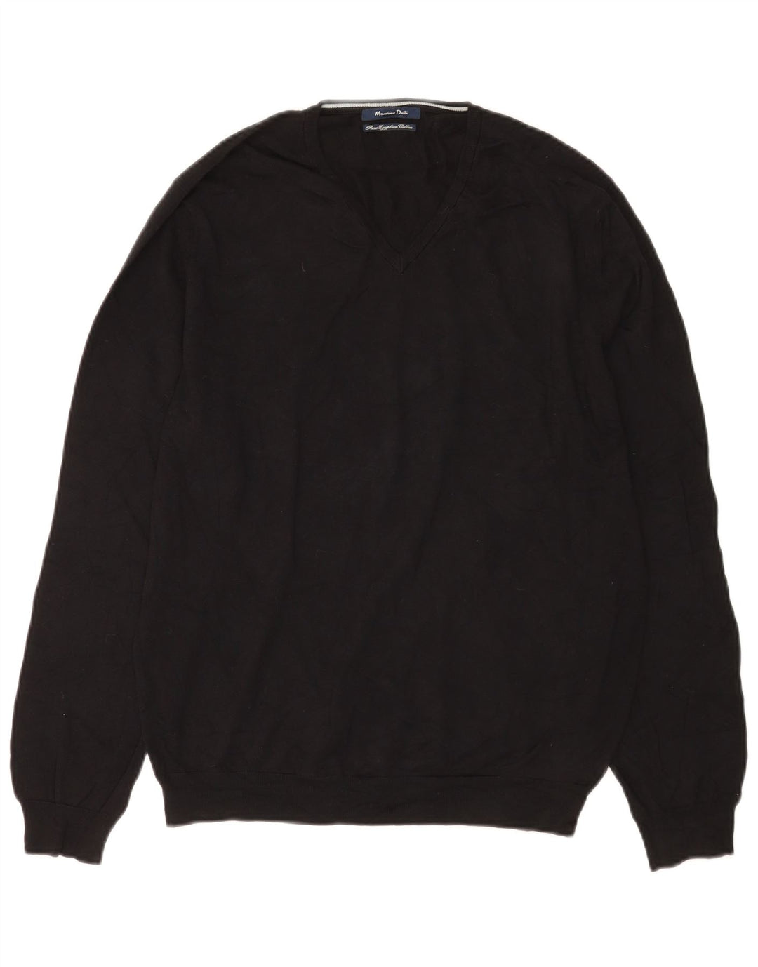 Suéter masculino Massimo Dutti com decote em V médio algodão preto