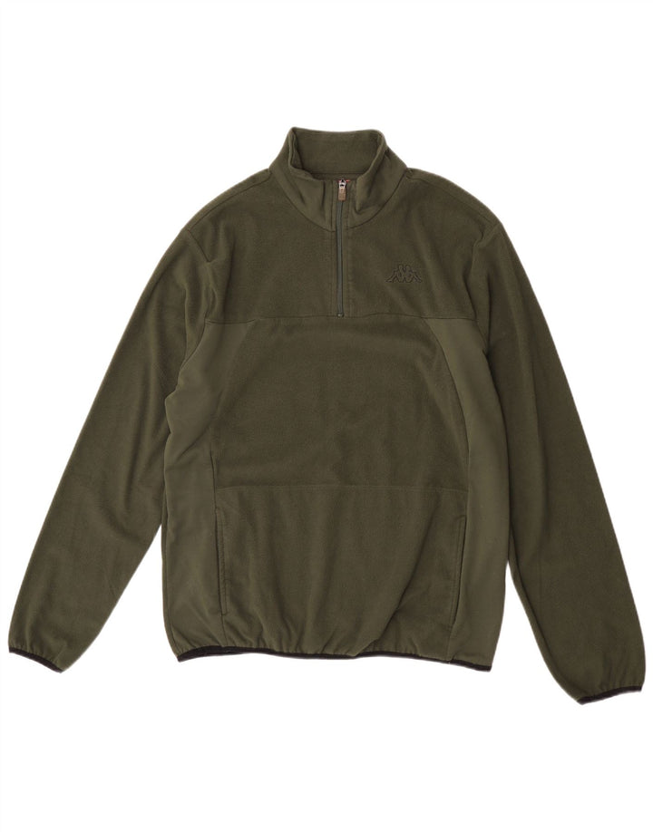 Kappa Suéter de lã feminino com zíper e gola XL Poliéster cáqui