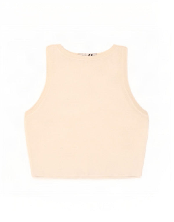 Zara Womens Crop Vest Top UK 8 Pequeno Viscose Branca