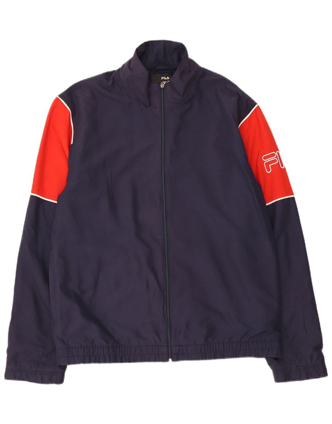 Jaqueta masculina de agasalho gráfico FILA grande bloco colorido azul marinho