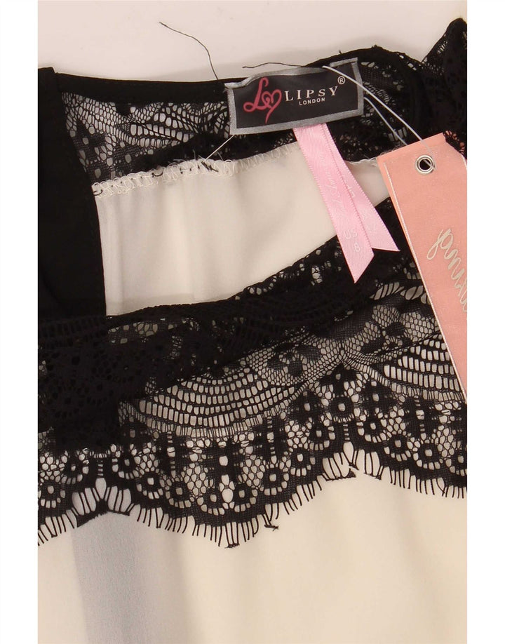 Blusa feminina Lipsy UK 12 poliéster floral branco médio
