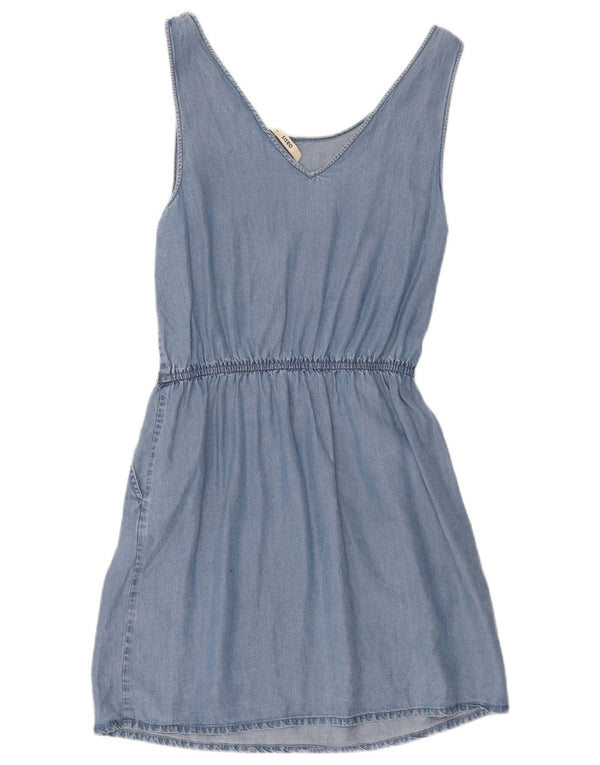 Vestido jeans feminino sem mangas Oasis Reino Unido 10 pequeno azul Lyocell