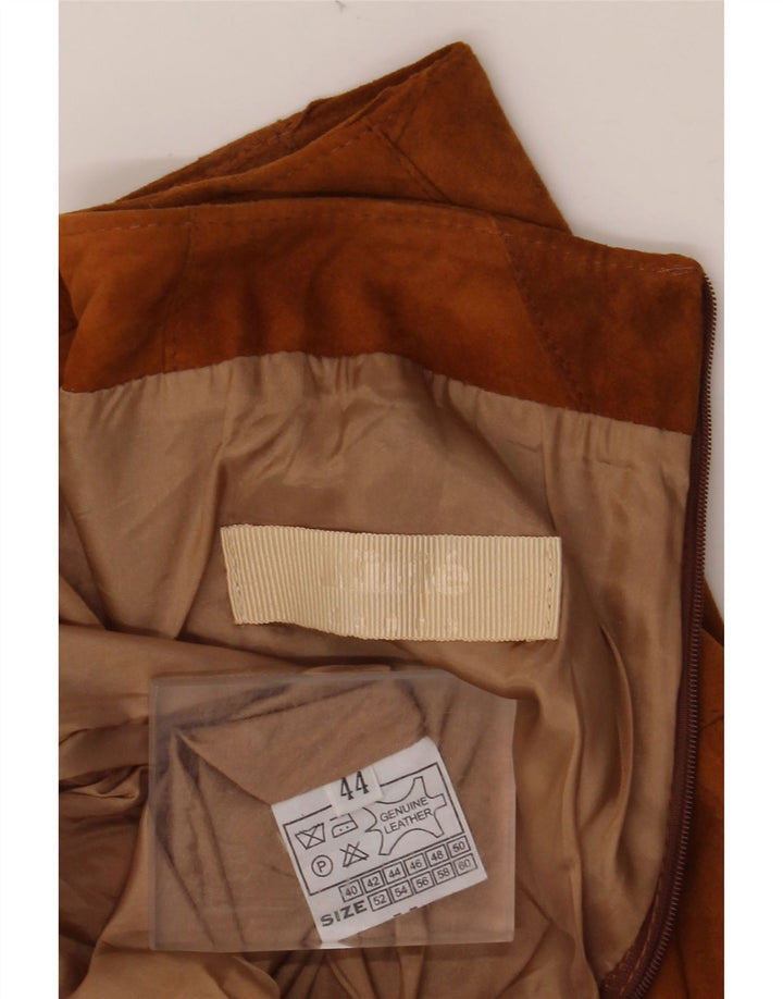 Saia feminina VINTAGE de camurça IT 44 médio W30 couro marrom