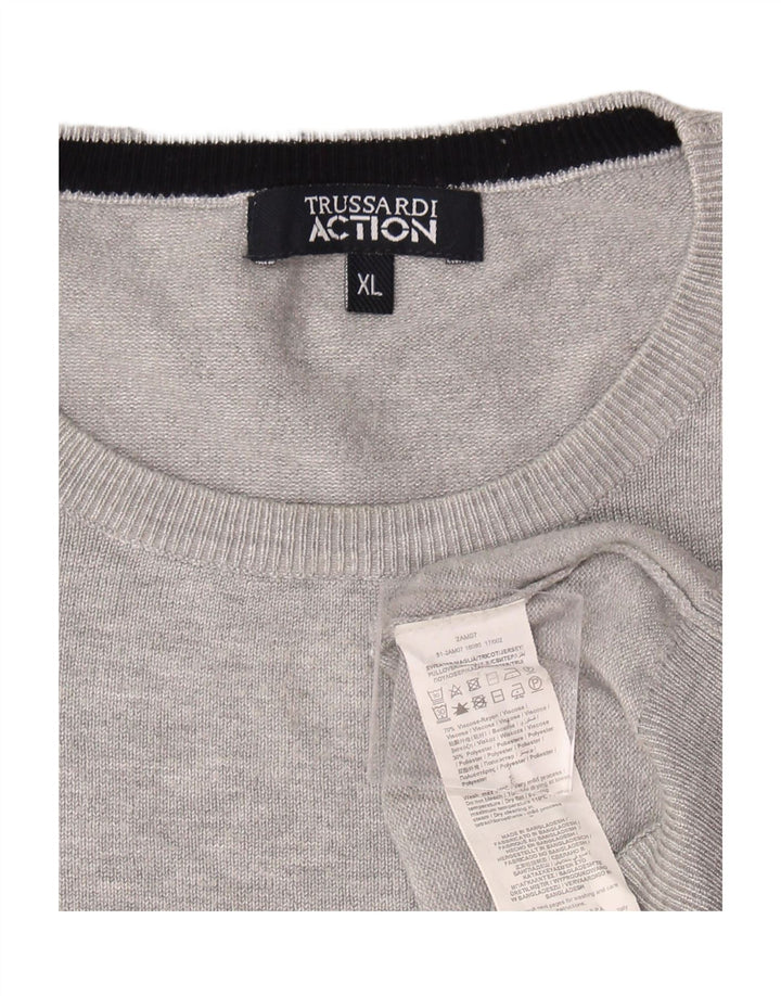 Suéter masculino TRUSSARDI com gola redonda XL viscose cinza