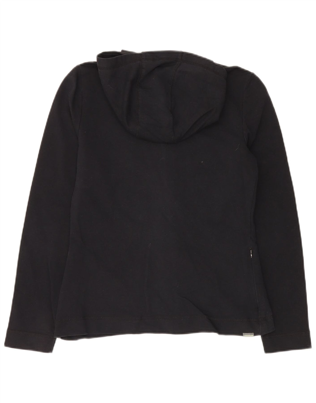 Suéter feminino com capuz e zíper REEBOK Reino Unido 10 pequeno algodão preto