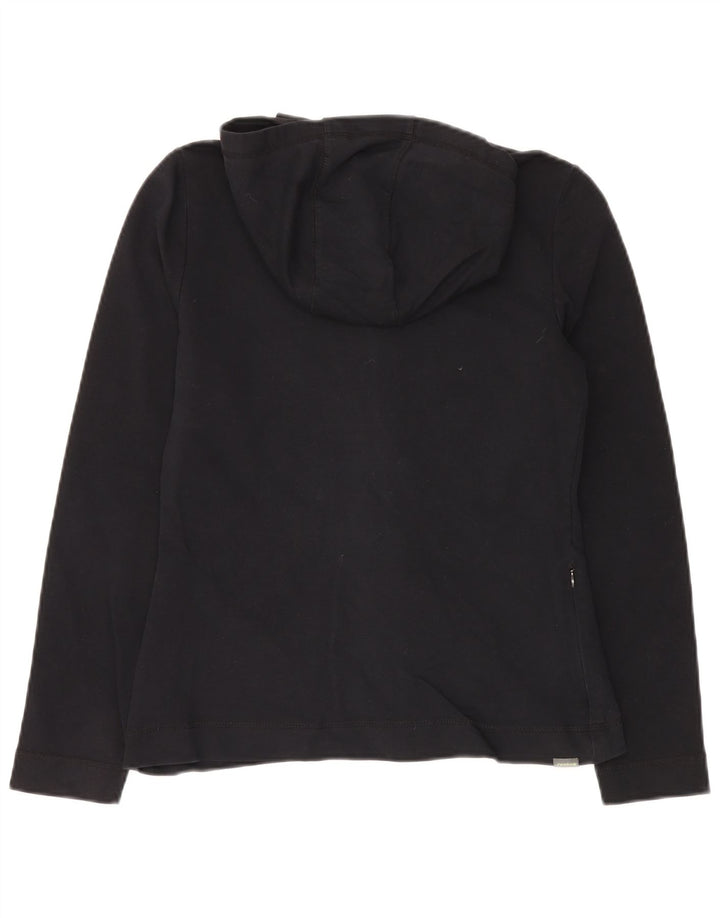 Suéter feminino com capuz e zíper REEBOK Reino Unido 10 pequeno algodão preto