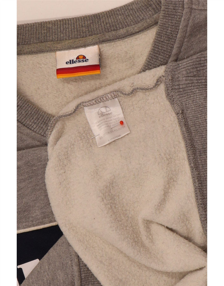 Ellesse moletom masculino gráfico jumper pequeno cinza colorblock algodão