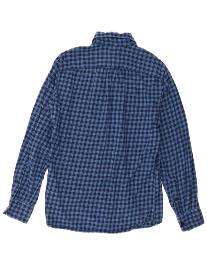 J. Crew Camisa masculina de flanela slim fit pequena azul algodão guingão