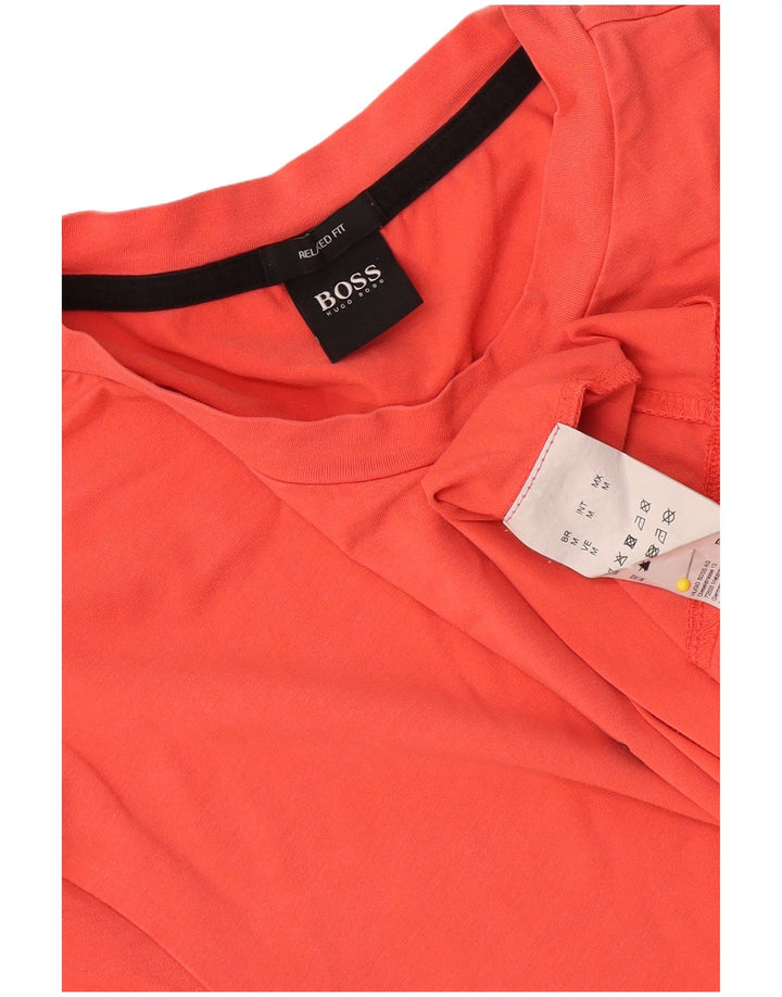Hugo Boss Mens Camiseta Relaxada Fit Top Médio Algodão Laranja