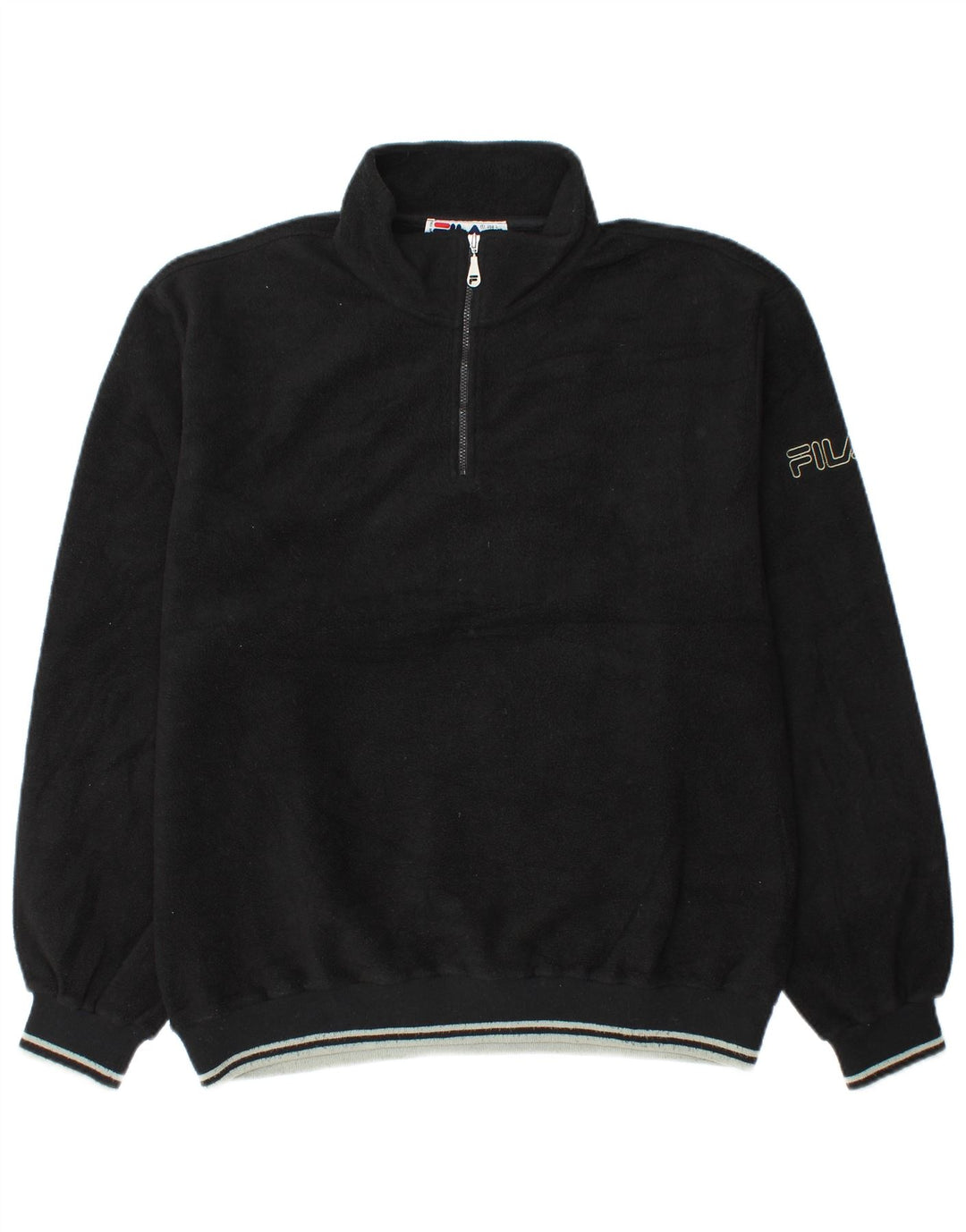 Fila Masculino Zip Neck Fleece Jumper IT 52/54 Grande Poliéster Preto