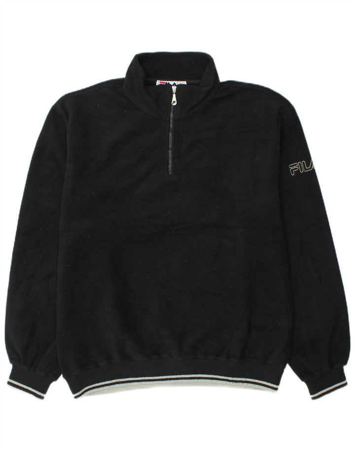 Fila Masculino Zip Neck Fleece Jumper IT 52/54 Grande Poliéster Preto