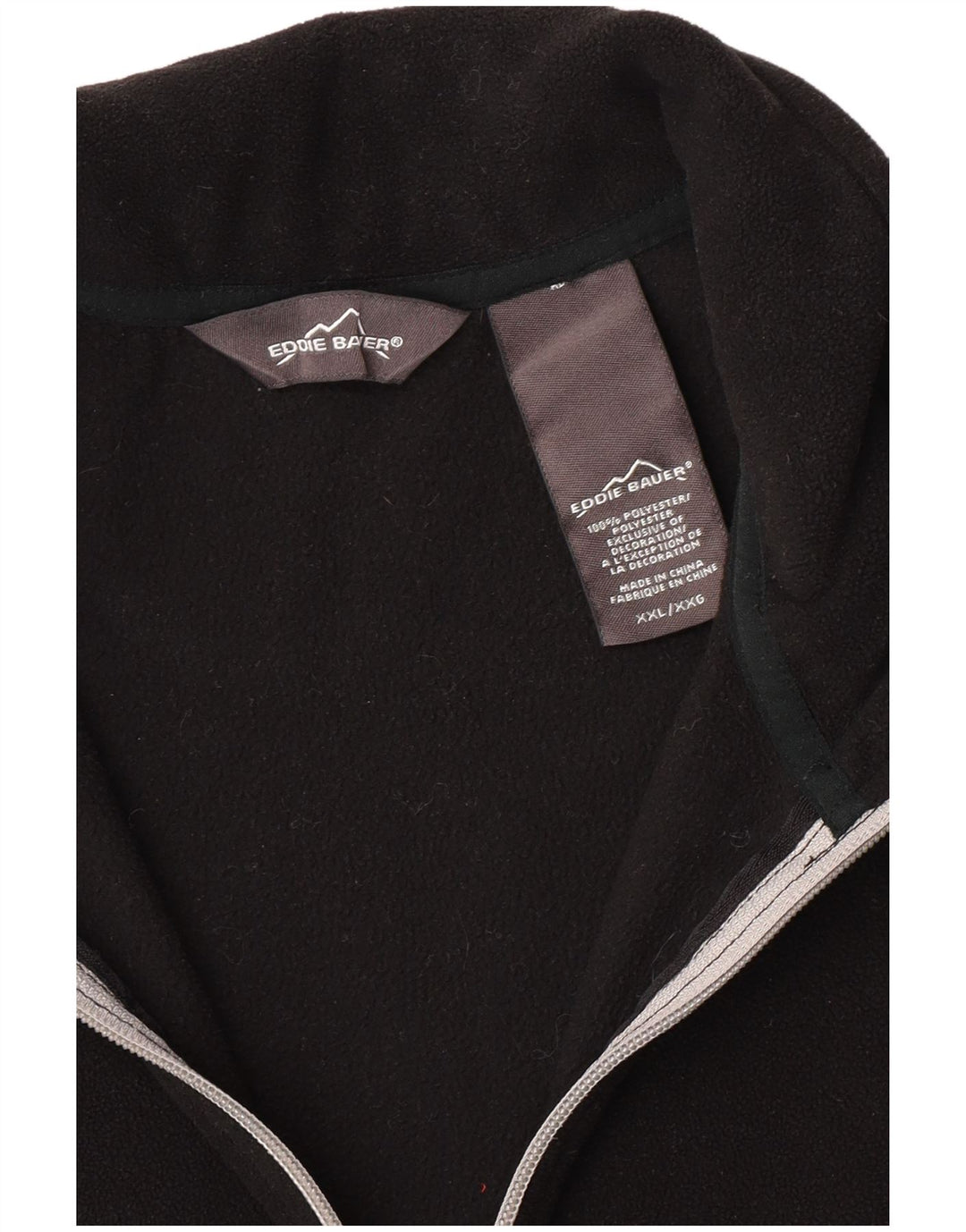 Eddie Bauer Suéter masculino de lã com zíper e gola 2XL poliéster preto