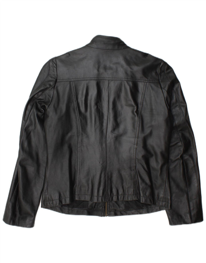 Jaqueta de couro feminina vintage IT 46 grande couro preto