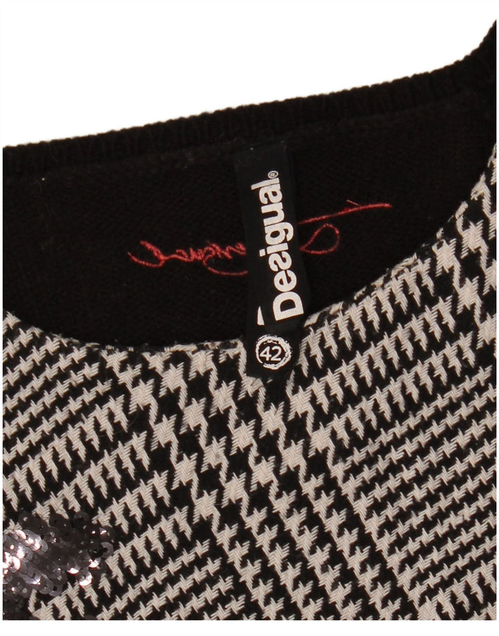 DESIGUAL Vestido feminino estampado EU 42 grande preto houndstooth