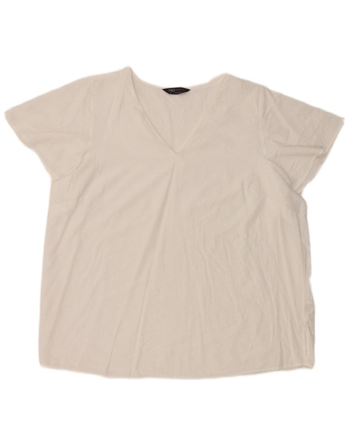 Blusa feminina Marks & Spencer UK 20 2XL viscose branca