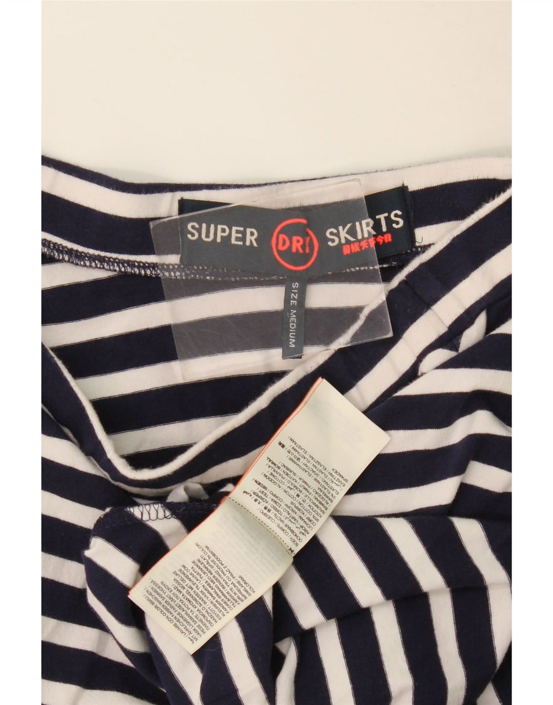 Saia feminina Superdry A-Line médio W28 algodão listrado azul marinho