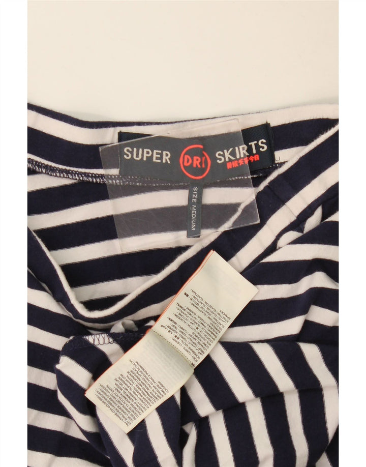 Saia feminina Superdry A-Line médio W28 algodão listrado azul marinho