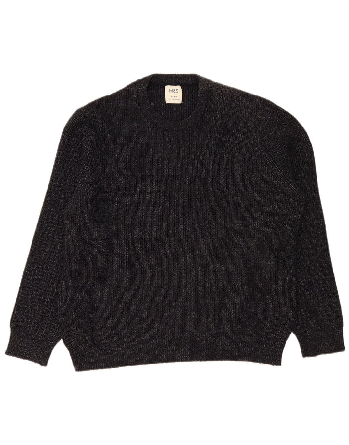 Suéter masculino Marks & Spencer com gola redonda XL azul marinho manchado