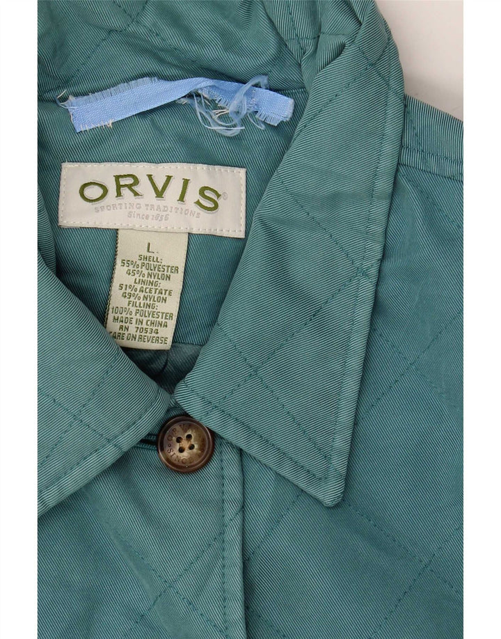 Jaqueta acolchoada feminina Orvis UK 16 grande poliéster azul