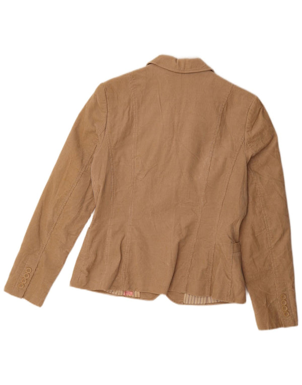 Zara Jaqueta blazer feminina de veludo cotelê com 3 botões Reino Unido 14 grande algodão bege