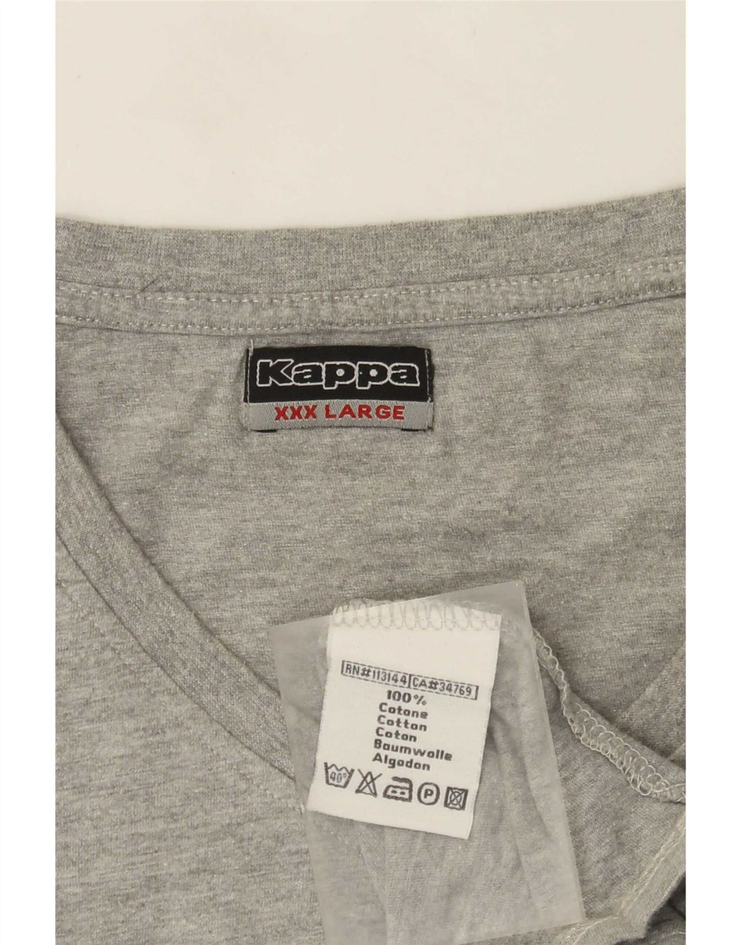 Camiseta masculina Kappa Top 3XL algodão cinza