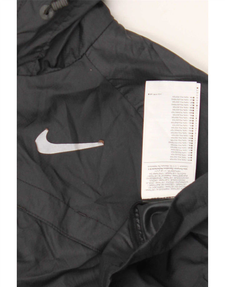 Jaqueta de chuva feminina Nike com capuz UK 12 poliéster preto médio
