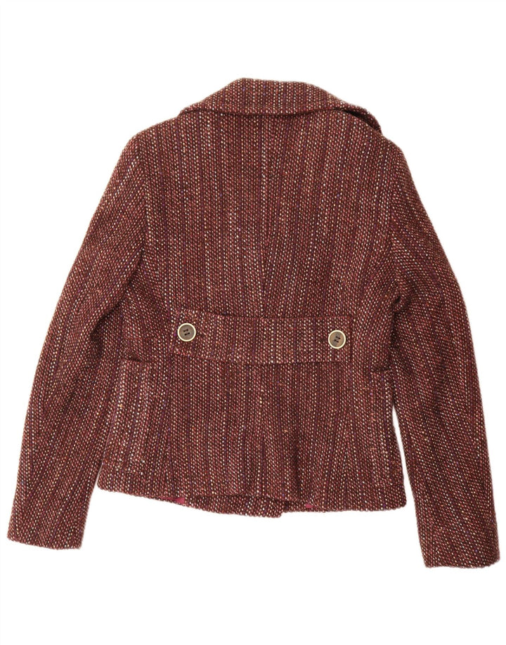 Jaqueta blazer feminina com peito duplo Max & Co. Reino Unido 12 marrom médio manchado