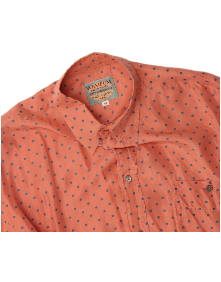 Camisa masculina WAMPUM média laranja com bolinhas de seda