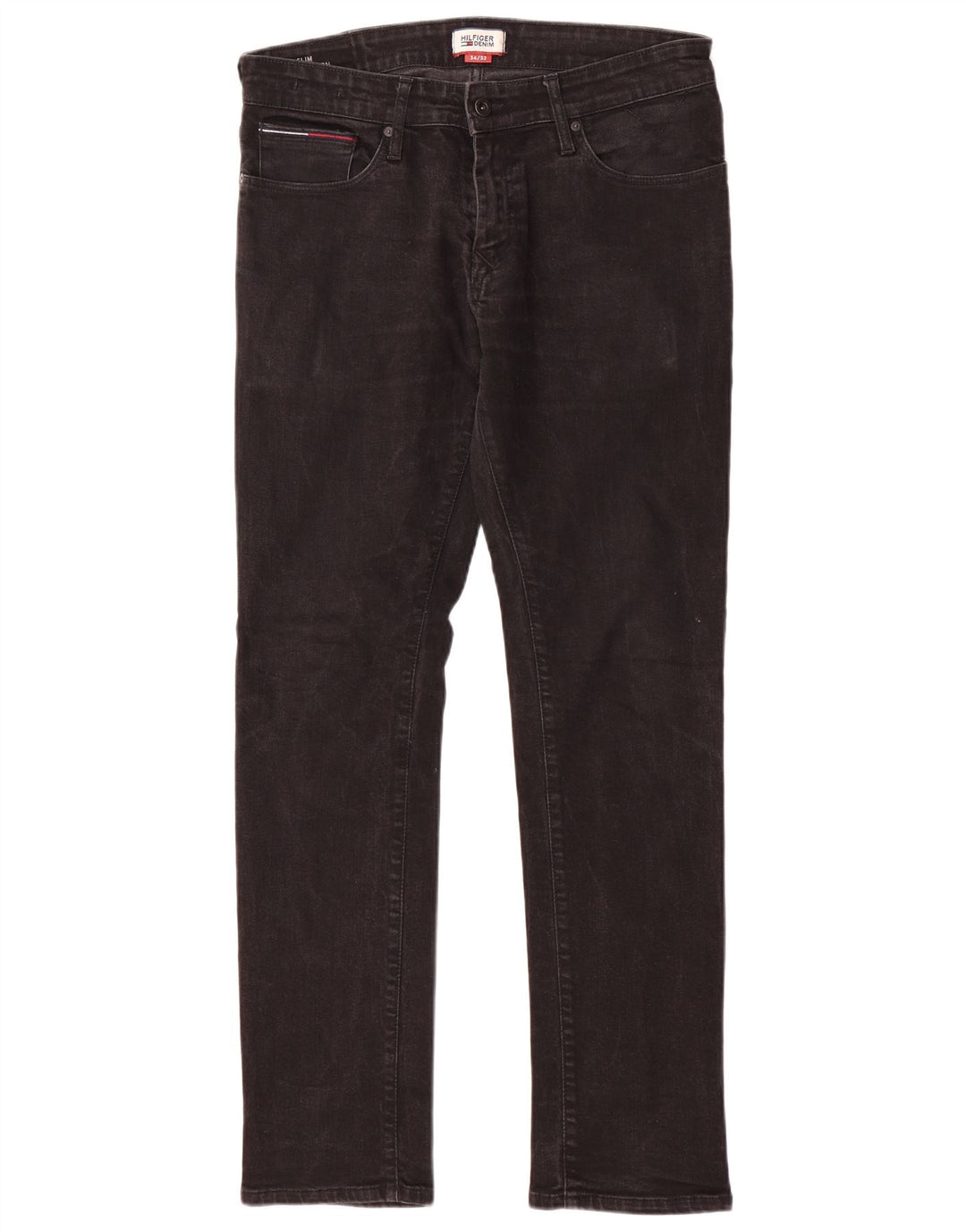 TOMMY HILFIGER Masculino Scanton Slim Jeans W34 L32 Algodão Preto