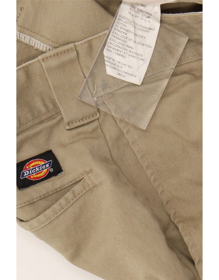 DICKIES Mens Slim Skinny Chino Calças W38 L34 Algodão Bege