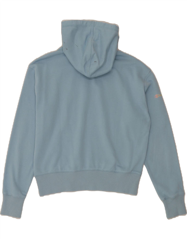 CHAMPION Womens Graphic Hoodie Jumper UK 14 Medium Blue Cotton Vintage Champion and Second-Hand Champion from Messina Hembry 