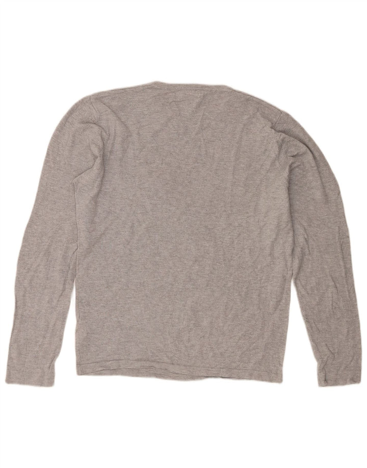 Zara Suéter masculino com gola redonda e viscose manchada cinza médio