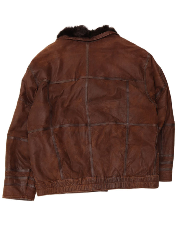 Jaqueta masculina vintage Shearling UK 40 grande patchwork marrom