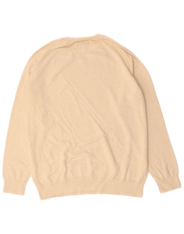 Suéter masculino Marks & Spencer com gola redonda, grande algodão bege