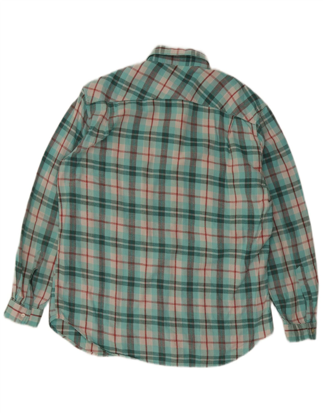 Camisa masculina de flanela Think Pink tamanho 39 15 1/2 xadrez médio turquesa