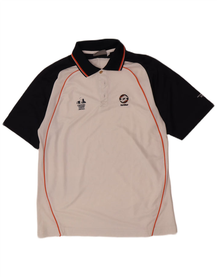 Camisa polo masculina Lotto grande poliéster colorblock branco
