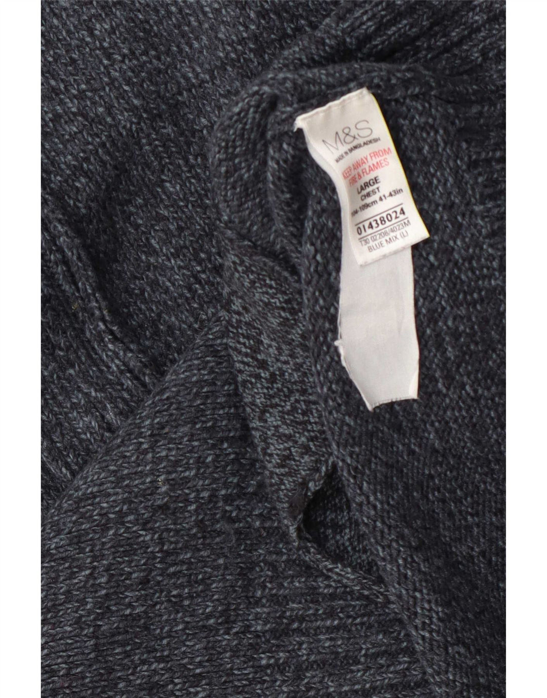 Suéter cardigã masculino com zíper completo da Marks & Spencer grande acrílico manchado cinza