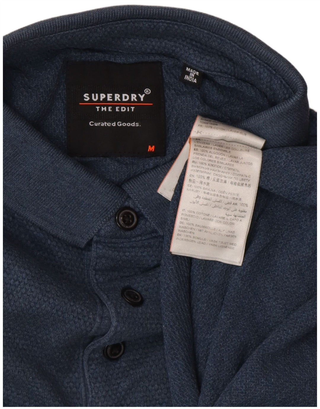 Camisa polo masculina Superdry médio algodão azul marinho