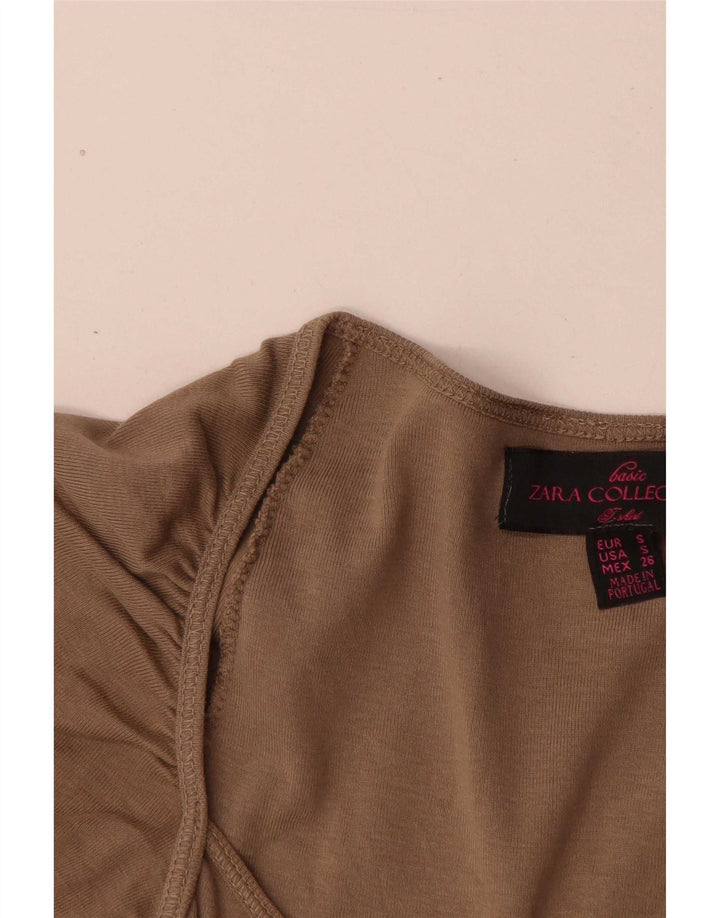 Zara Blusa Feminina Top UK 8 Pequena Cinza
