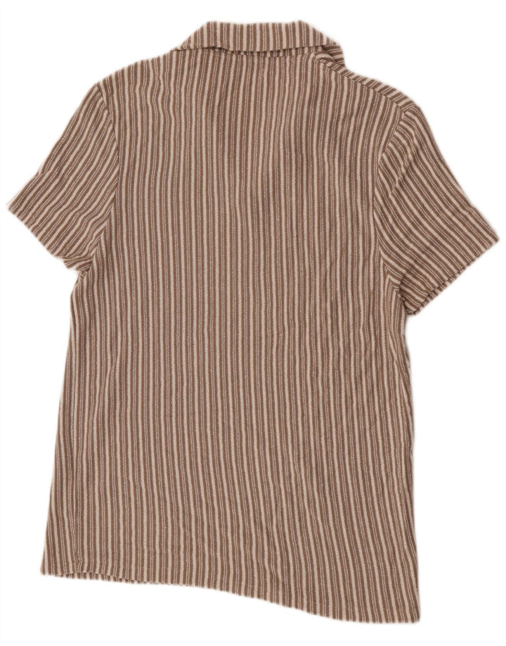 Camisa polo masculina Zara grande algodão listrado bege